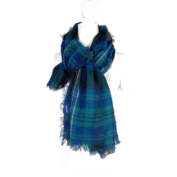 HAT ATTACK Jewel Plaid Blanket Bottle Fringe Scarf Shawl Wrap - Picture 1 of 5